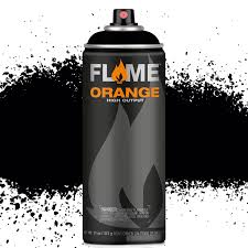 Flame Orange spray paint - Deep Black